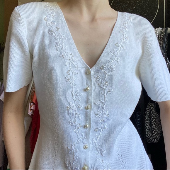 ✨SOLD✨ vintage white knitted top - Picture 3 of 8